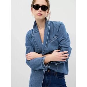 NWT Gap Blue Indigo Denim Blazer one button closing size medium